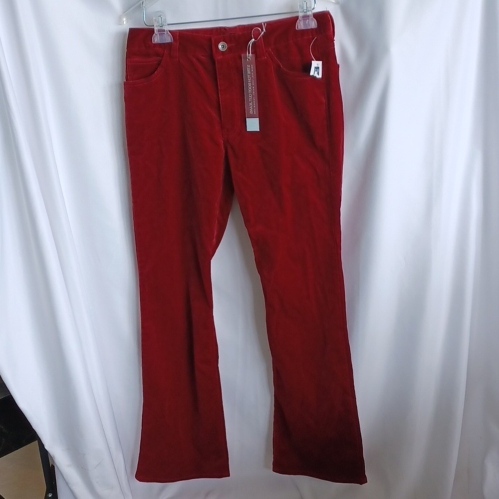 Gap Y2K Vtg. Classic Soft Velvet Mid Rise Slim Fit Boot Cut Pants Blood Red 10